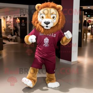 Maroon Lion maskot kostume...