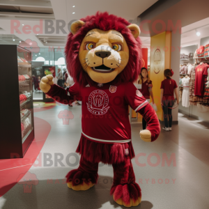 Maroon Lion maskot kostume...