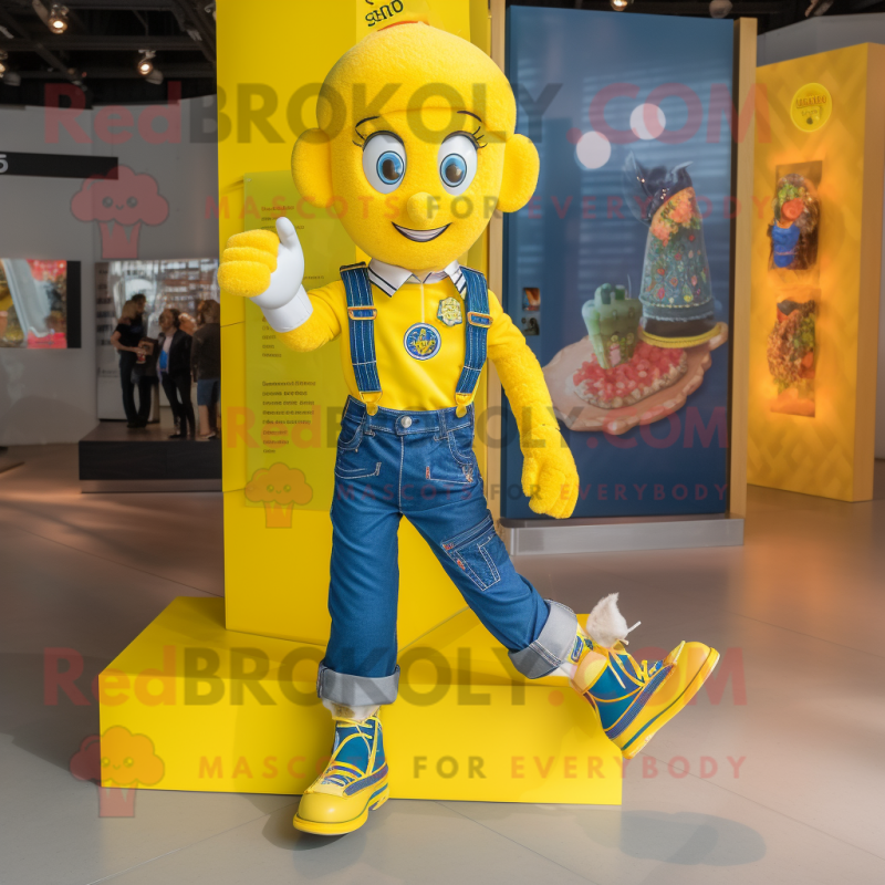 Lemon Yellow Irish Dancing Shoes mascot costume character dressed with a Jeans and Keychains Lemon Yellow Irish Dancing Shoes mascot costume character dressed with a Jeans and Keychains