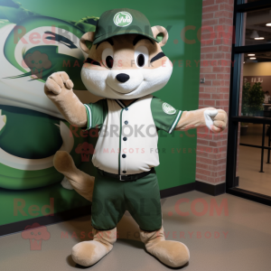 Olive Weasel mascot costume character dressed with a Baseball Tee and Ties