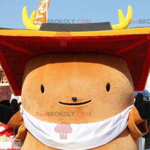 Mascotte de gros bonhomme marron tout rond - Redbrokoly.com