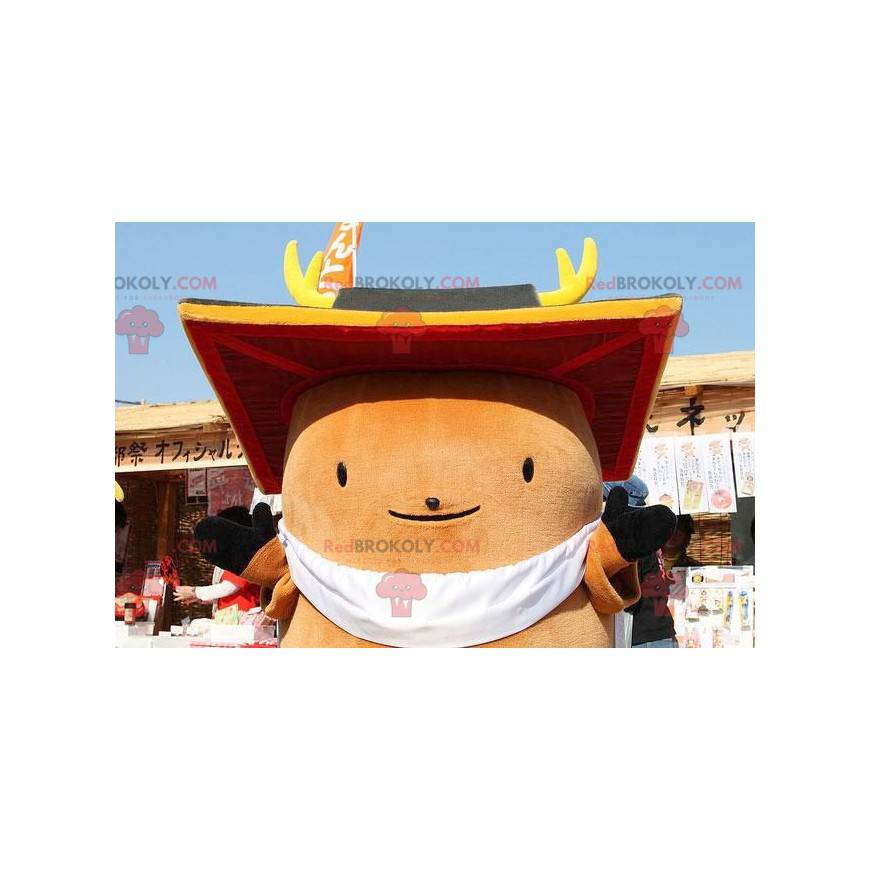 Mascotte de gros bonhomme marron tout rond - Redbrokoly.com