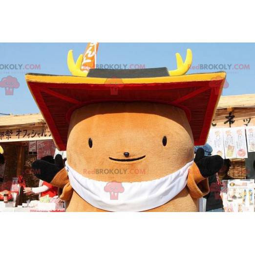 Mascotte grote ronde bruine man - Redbrokoly.com