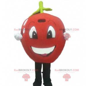 Rød eple maskot, rød kirsebær kostyme, gigantisk frukt -