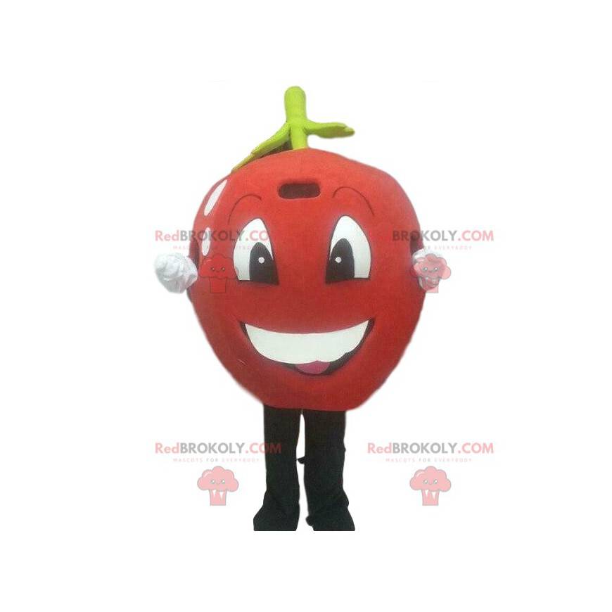 Mascotte de pomme rouge, costume de cerise rouge, fruit géant -
