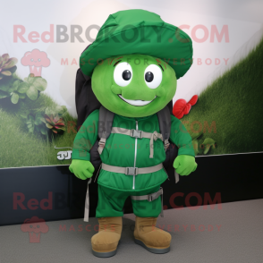 nan Spinach mascot costume character dressed with a Jacket and Backpacks