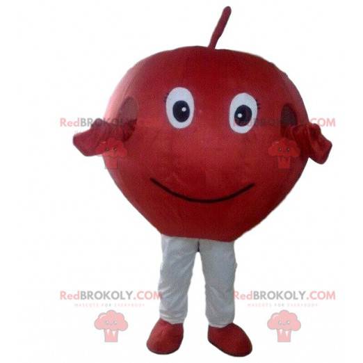 Mascotte de pomme rouge, costume de cerise rouge, fruit géant -