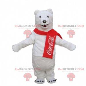 Mascotte orso polare, costume Coca Cola, orsacchiotto bianco -