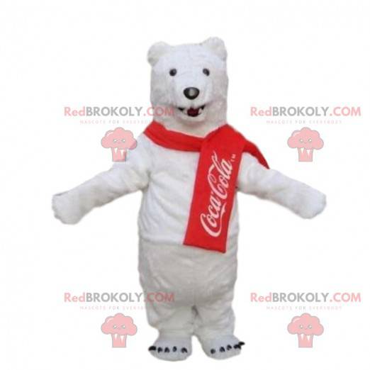 Maskotka niedźwiedź polarny, kostium Coca Cola, biały miś -
