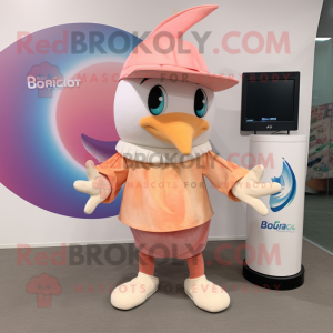 Peach Swordfish mascot costume character dressed with a Long Sleeve Tee and Digital watches