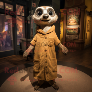 nan Meerkat mascot costume character dressed with a Maxi Skirt and Suspenders