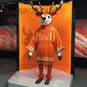 Orange Deer mascot costume character dressed with a Rash Guard and Shawl pins