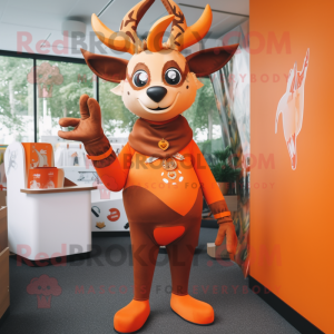 Orange Deer maskot kostym...