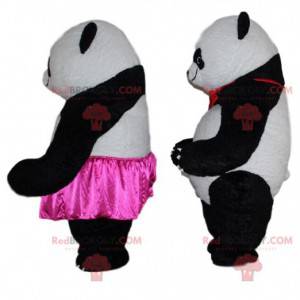 2 mascotes panda, fantasias de panda, animais asiáticos -