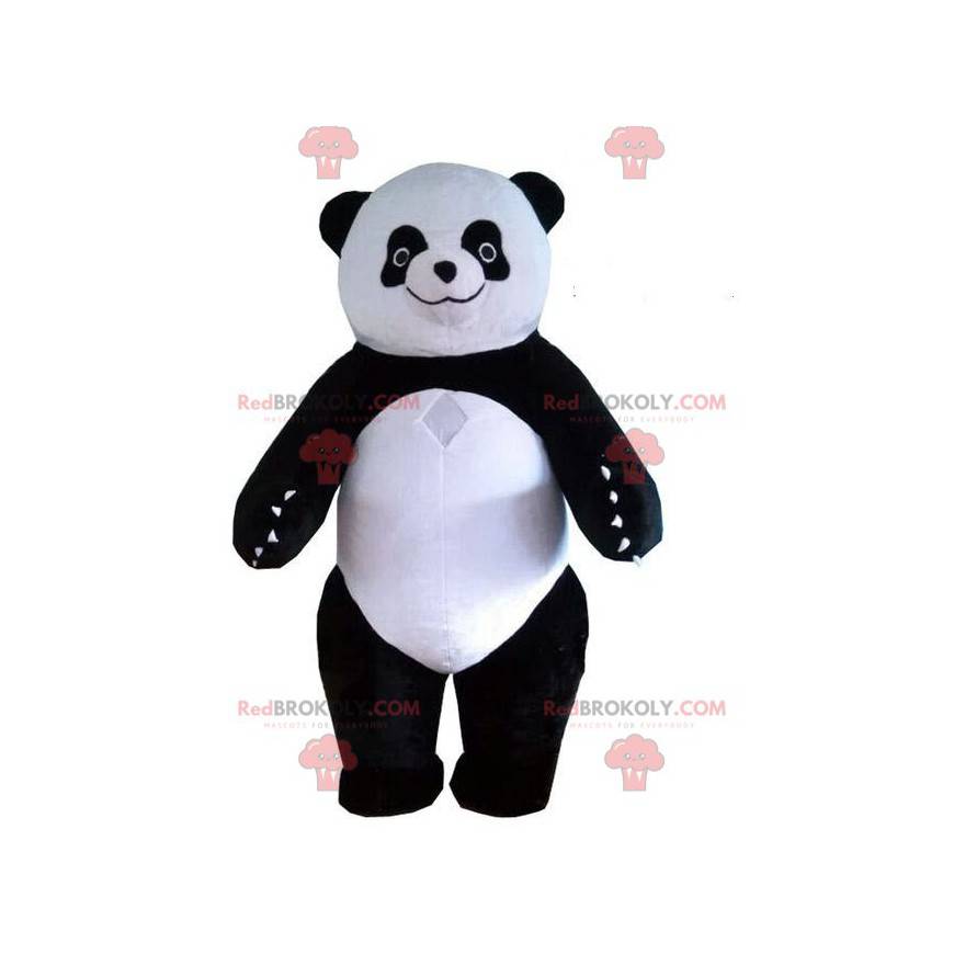 Mascota panda blanco y negro, disfraz de oso asiático -