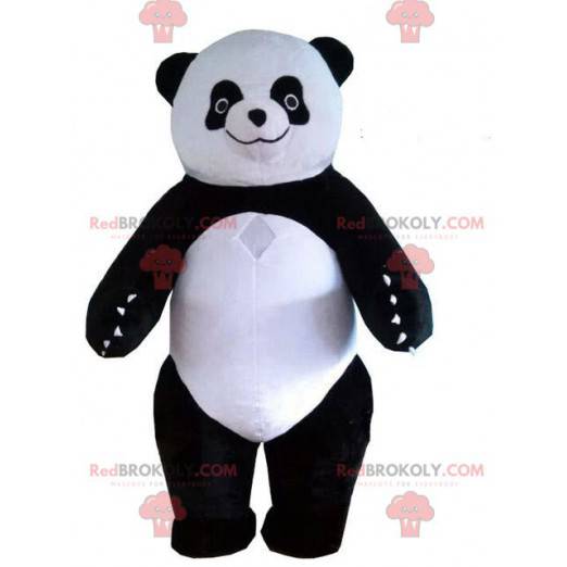 Mascota panda blanco y negro, disfraz de oso asiático -