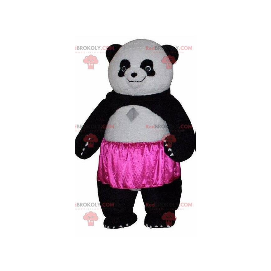 Mascote panda com tutu e fantasia de urso asiático -