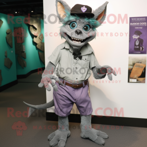 nan Gargoyle mascot costume character dressed with a Bermuda Shorts and Lapel pins