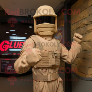 Beige Gi Joe maskot kostume...