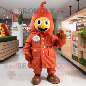 Rust Pepper mascot costume character dressed with a Parka and Earrings