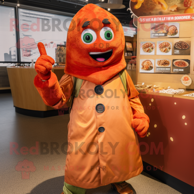 Rust Pepper mascot costume character dressed with a Parka and Earrings