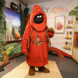 Rust Pepper mascot costume character dressed with a Parka and Earrings