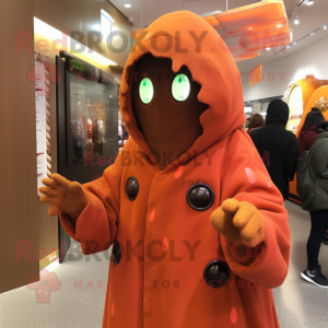 Rust Pepper mascot costume character dressed with a Parka and Earrings