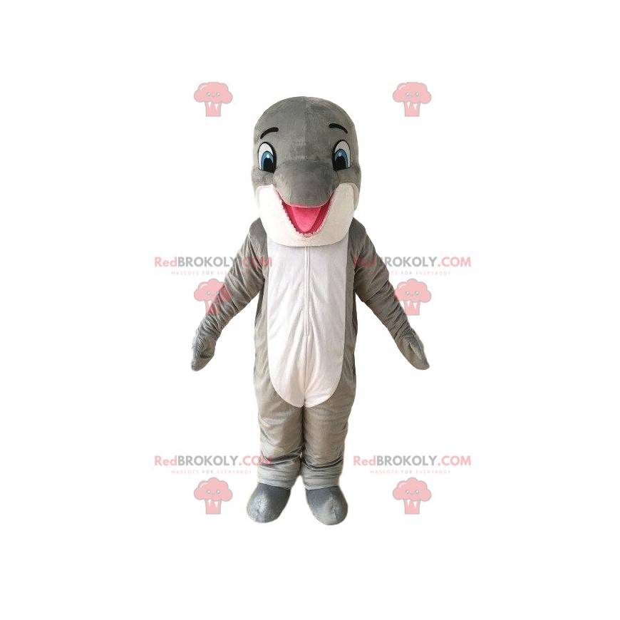 Mascot delfín gris y blanco, traje de mar - Redbrokoly.com