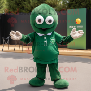 Forest Green Petanque Ball mascot costume character dressed with a Polo Tee and Ties