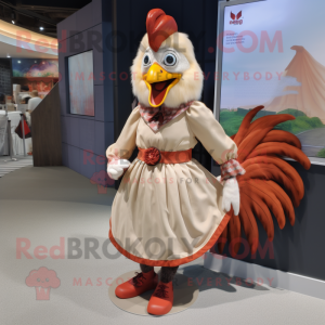 Tan Rooster maskot kostume...