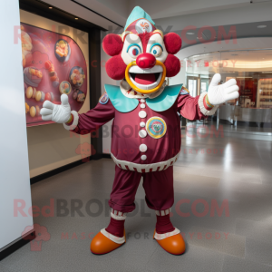 Maroon Clown maskot drakt...