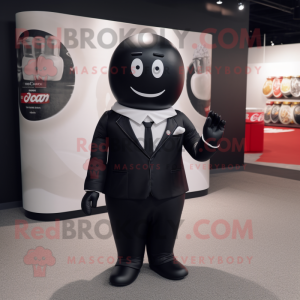 Black Soda Can mascot costume character dressed with a Suit Jacket and Cummerbunds