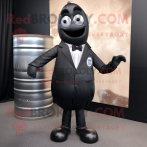 Black Soda Can mascot costume character dressed with a Suit Jacket and Cummerbunds