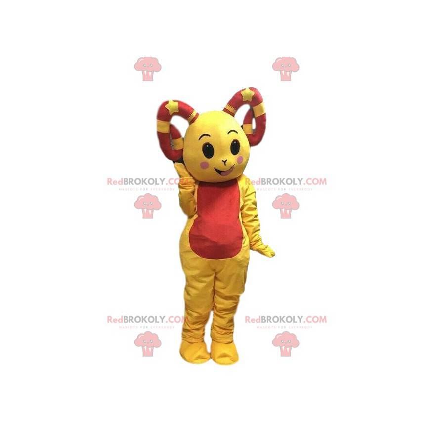 Yellow sheep mascot, goat costume, yellow ram - Redbrokoly.com