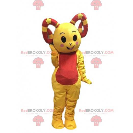 Yellow sheep mascot, goat costume, yellow ram - Redbrokoly.com