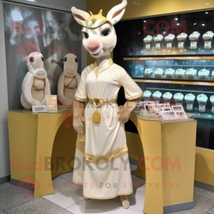 Cream Deer maskot kostym...