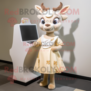 Cream Deer maskot kostym...