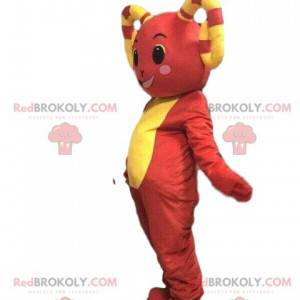 Yellow and red sheep mascot goat costume, red ram -