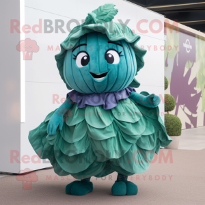 Teal Cabbage Leaf mascotte...