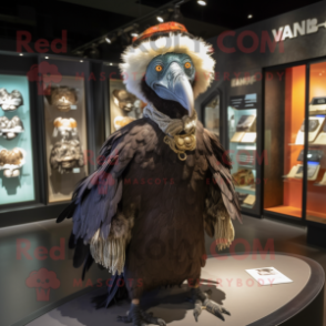 nan Vulture mascot costume character dressed with a Mini Dress and Berets