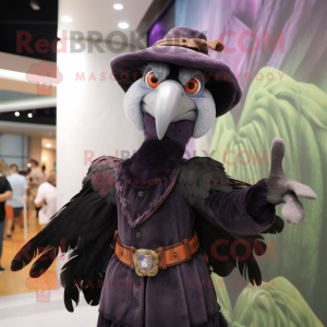 nan Vulture mascot costume character dressed with a Mini Dress and Berets