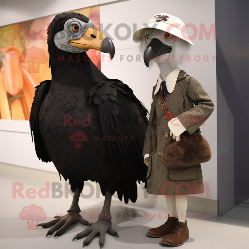 nan Vulture mascot costume character dressed with a Mini Dress and Berets nan Vulture mascot costume character dressed with a Mini Dress and Berets