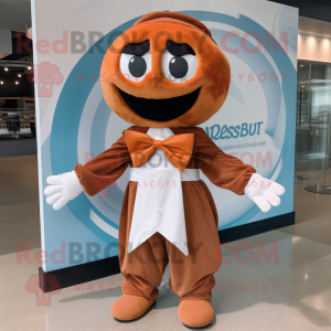 Rust Bagels mascot costume character dressed with a Poplin Shirt and Bow ties