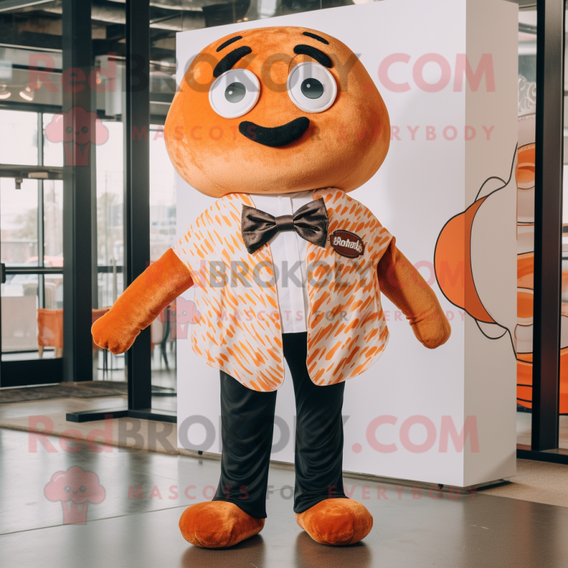 Rust Bagels mascot costume character dressed with a Poplin Shirt and Bow ties Rust Bagels mascot costume character dressed with a Poplin Shirt and Bow ties