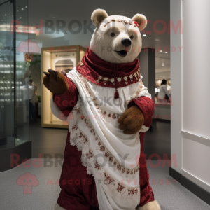 Maroon Bear maskot kostume...