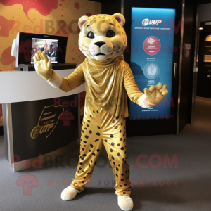 Guld Jaguar maskot kostume...