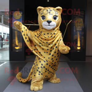 Guld Jaguar maskot kostym...
