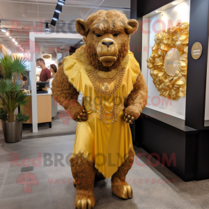 Gold Bison maskot kostyme...