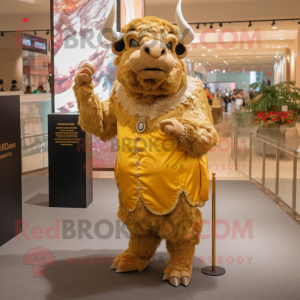 Gold Bison maskot kostume...