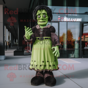 nan Frankenstein mascot costume character dressed with a Empire Waist Dress and Mittens